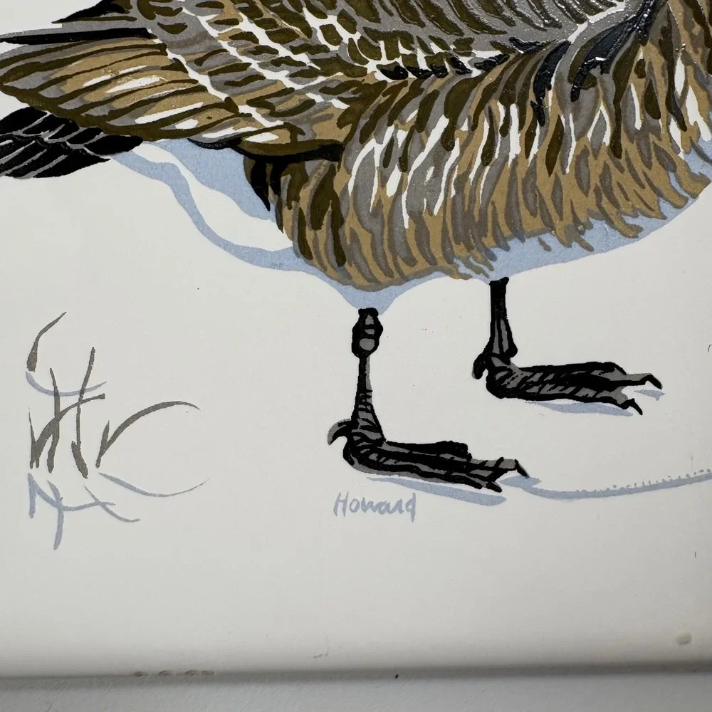 Vintage ScreenCraft Canada Goose Ceramic‎ Tile Cork Back Wall Art